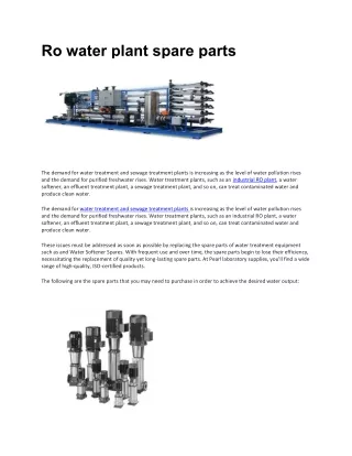 Ro water plant spare parts