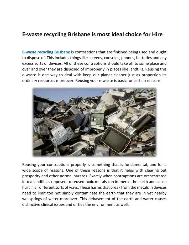 e waste recycling brisbane is most ideal choice