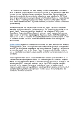 United States Air Force to Deploy Radar Satellites