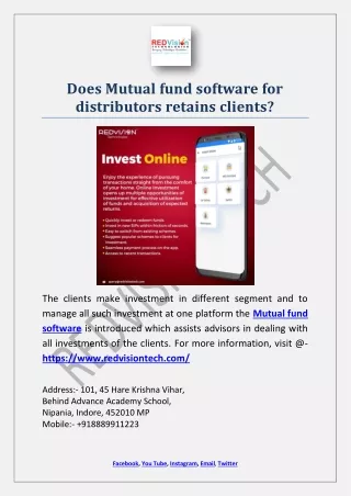 does mutual fund software for distributors