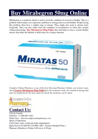 Buy Mirabegron 50mg Online