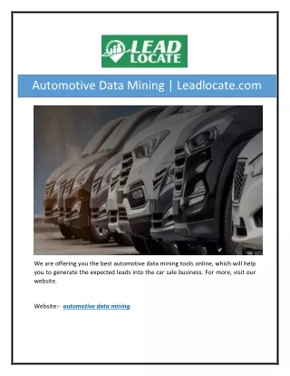 Automotive Data Mining  Leadlocate.com