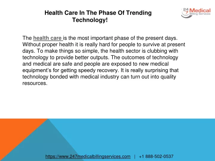 health care in the phase of trending technology