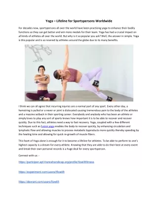 Yoga – Lifeline for Sportspersons Worldwide