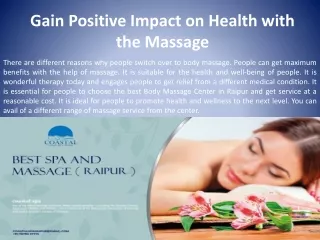 Gain Positive Impact on Health with the Massage