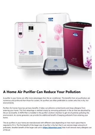 What Does Purify Air In Home Do?