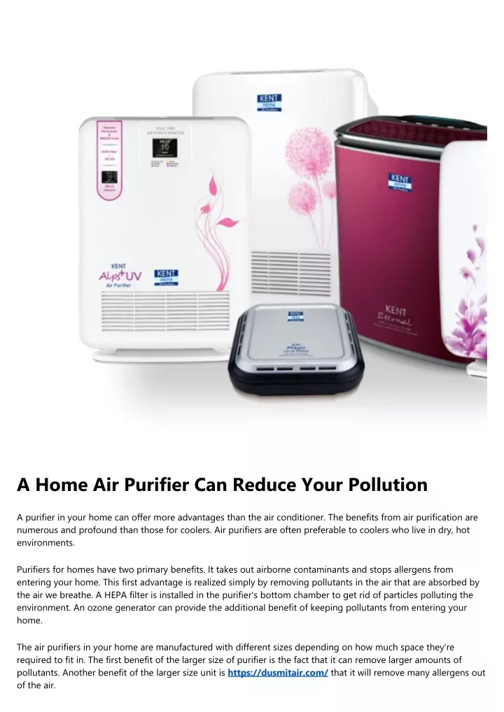 a home air purifier can reduce your pollution