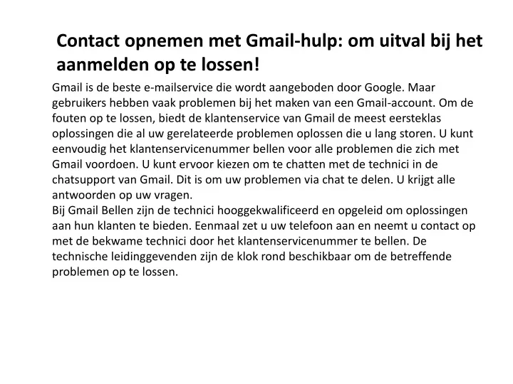 contact opnemen met gmail hulp om uitval