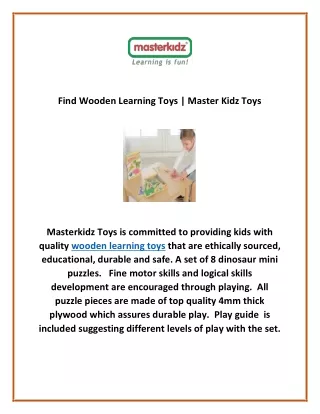 find wooden learning toys master kidz toys