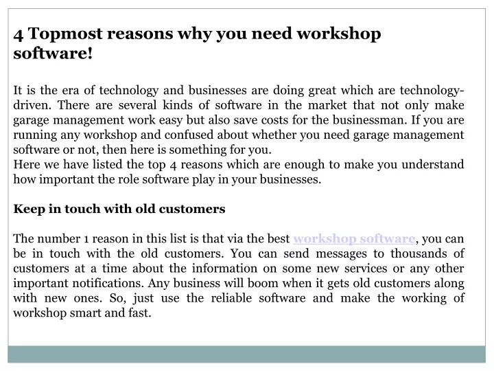 4 topmost reasons why you need workshop software