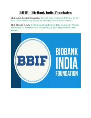 bbif biobank india foundation