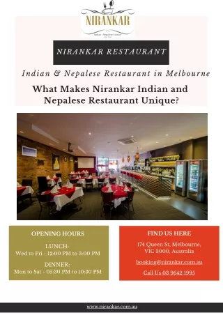 What Makes Nirankar Indian and Nepalese Restaurant Unique?