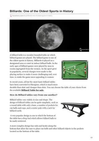 Billiards One of the Oldest Sports in History