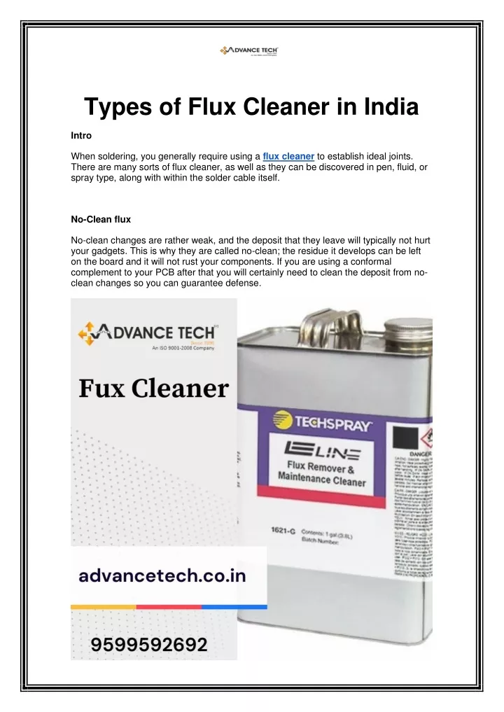 types of flux cleaner in india