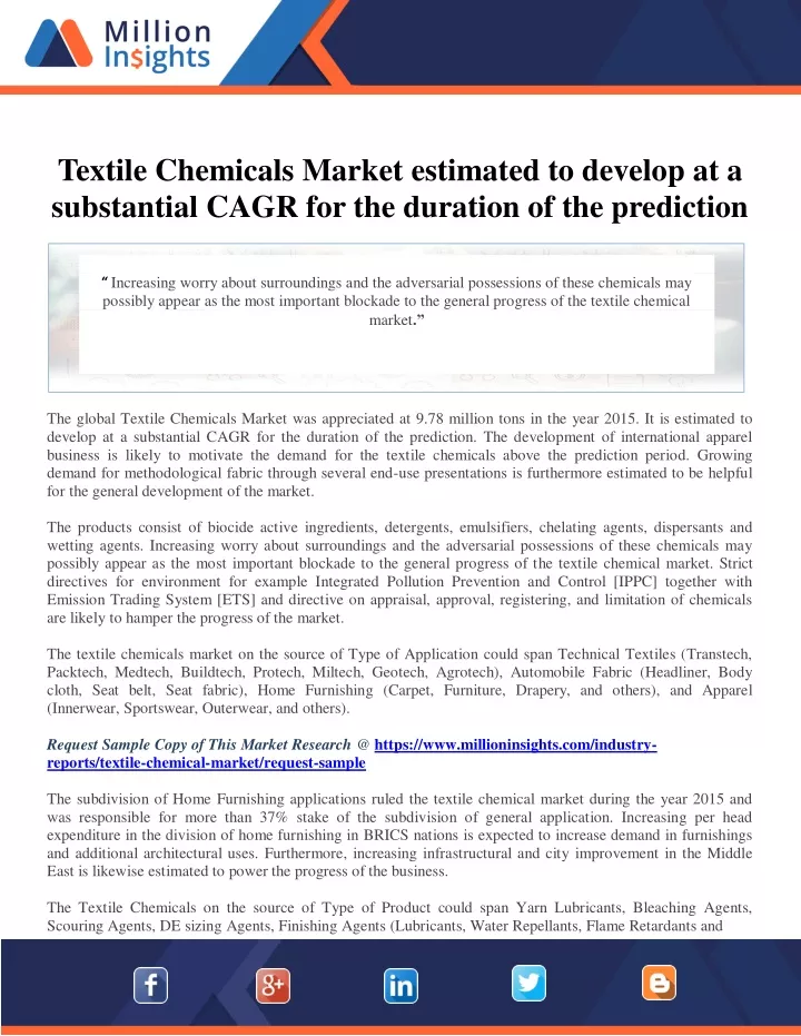 textile chemicals market estimated to develop