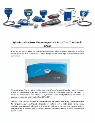 Byk Micro-Tri-Gloss Meter: Important Facts That You Should Know