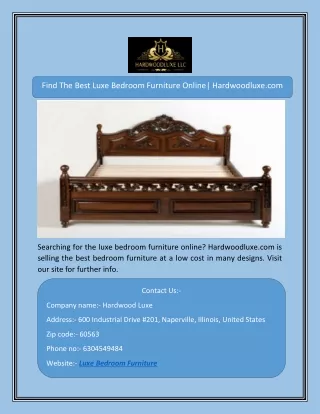 Find The Best Luxe Bedroom Furniture Online| Hardwoodluxe.com