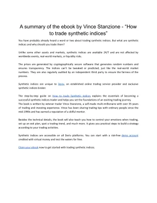 Ebook Summary - How to trade synthetic indices