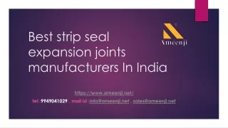 Best strip seal expansion joints manufacturers In India