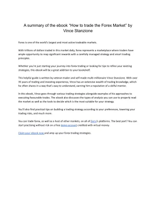Ebook Summary - How to trade the Forex Market