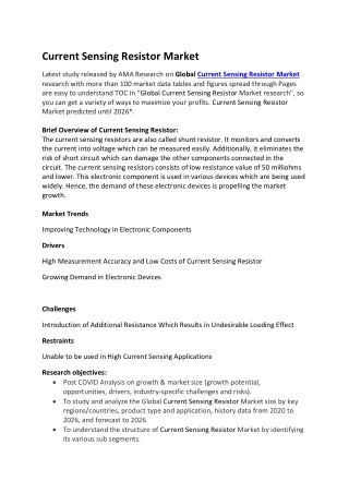 current sensing resistor market
