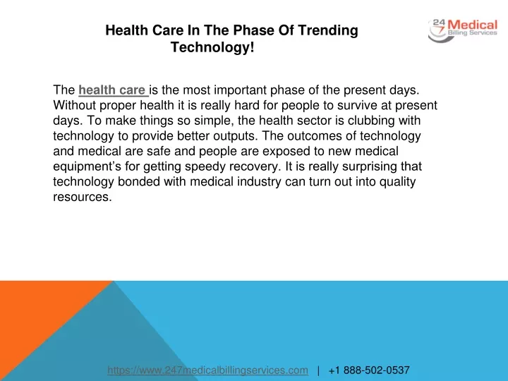 health care in the phase of trending technology