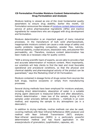 cd formulation provides moisture content