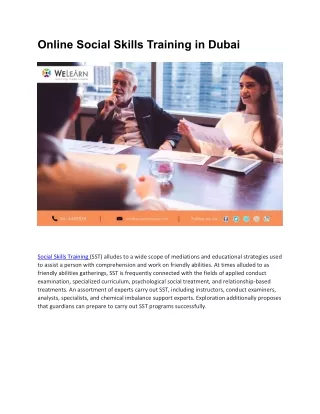 Online Social Skills Training