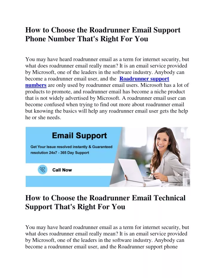 how to choose the roadrunner email support phone
