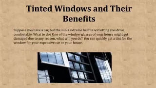 Tinted Windows and Their Benefits