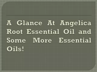 A Glance At Angelica Root Essential Oil