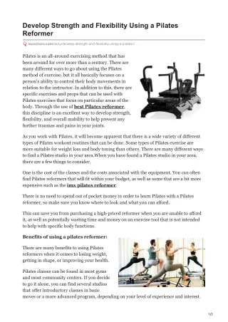 Develop Strength and Flexibility Using a Pilates Reformer