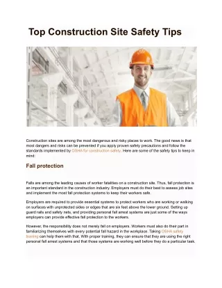 OSHA Construction - Best Practices to Improve Construction Site Safety