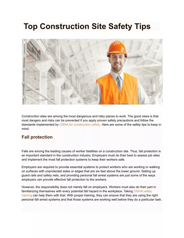 top construction site safety tips