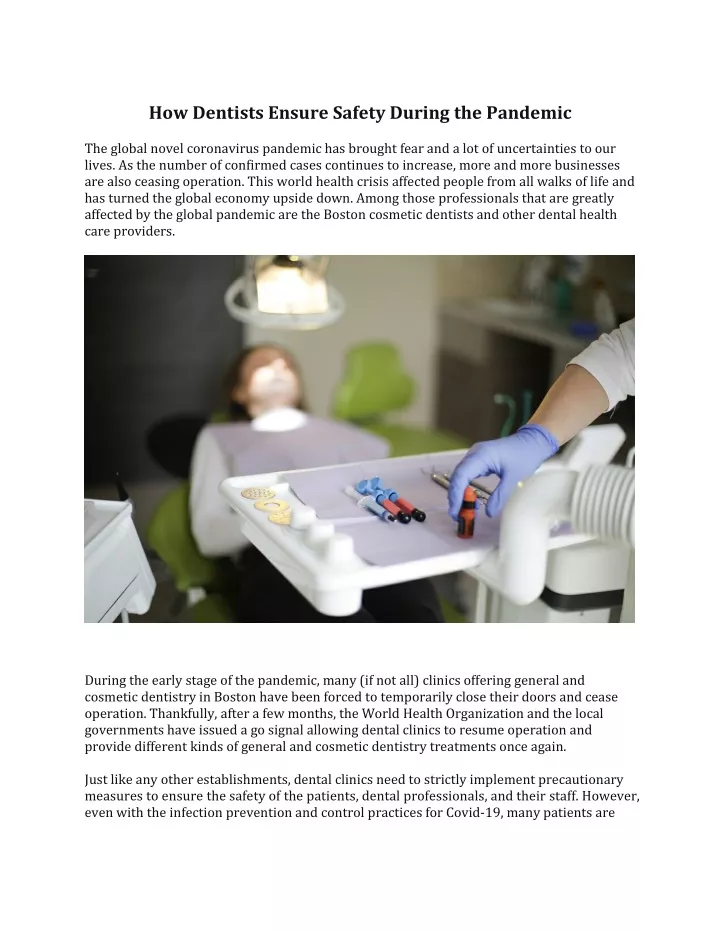 how dentists ensure safety during the pandemic