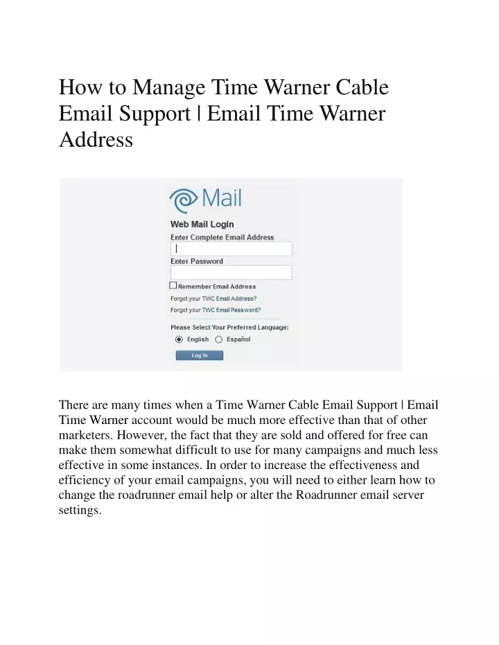 how to manage time warner cable email support