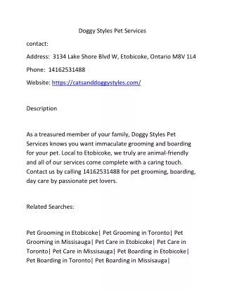 Doggy Styles Pet Services