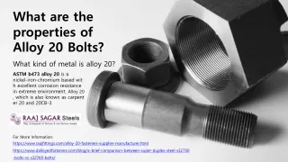 MECHANICAL PROPERTIES ALLOY 20 FASTENERS