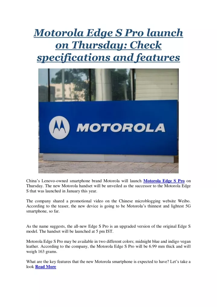 motorola edge s pro launch on thursday check