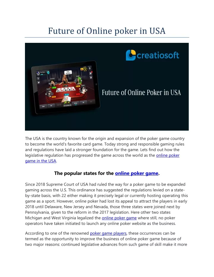 future of online poker in usa