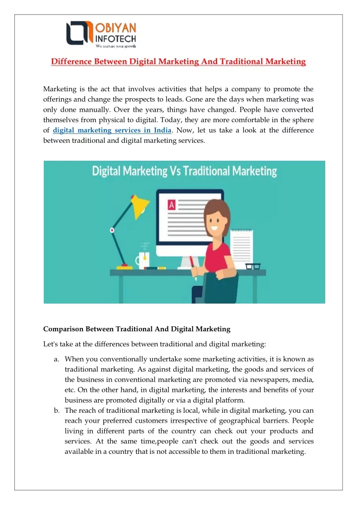 difference between digital marketing