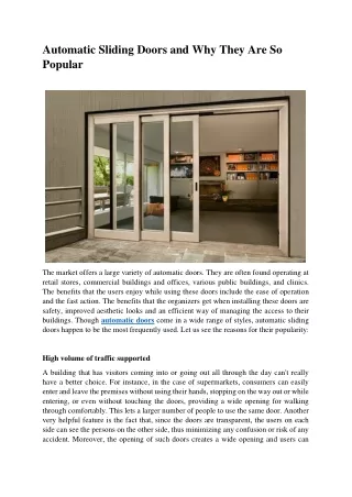 automatic sliding doors and why they