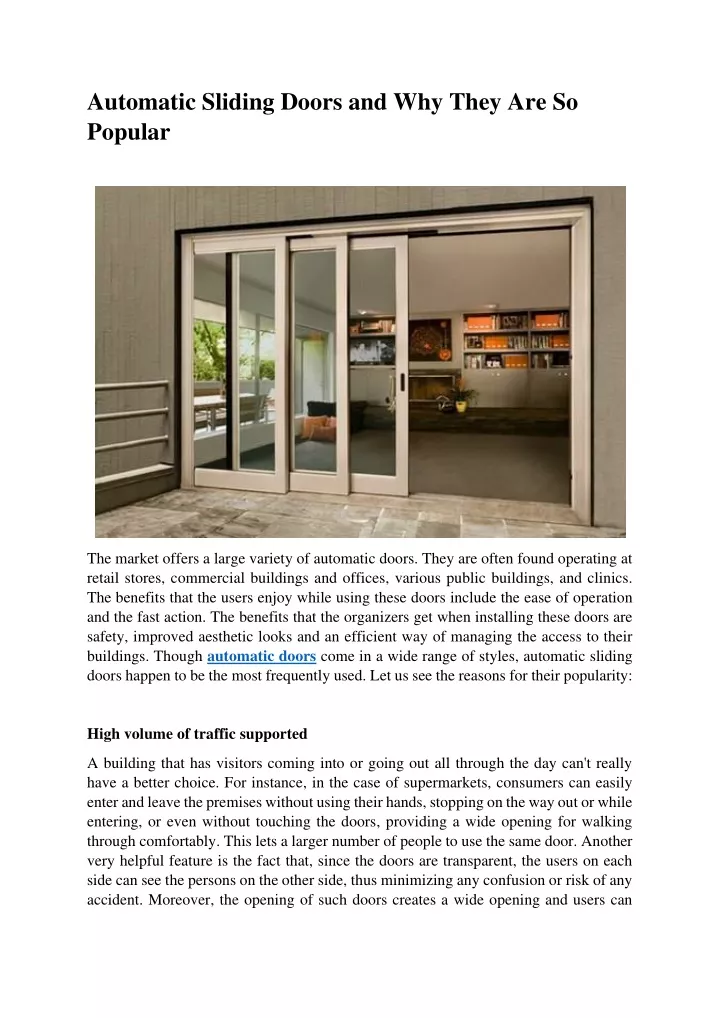 automatic sliding doors and why they