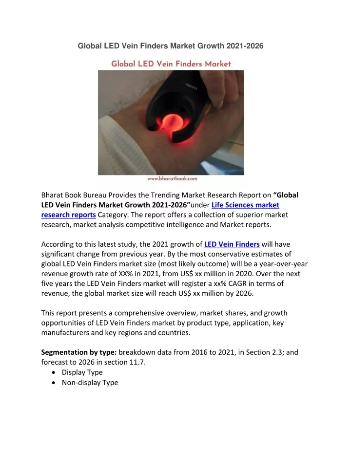 global led vein finders market growth 2021 2026