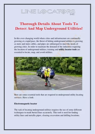 Details About Tools To Detect And Map Underground Utilities - Line Locators Inc.