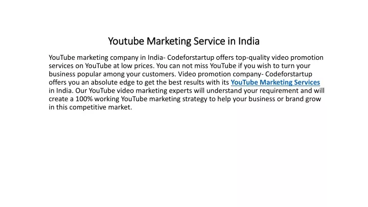 youtube marketing service in india