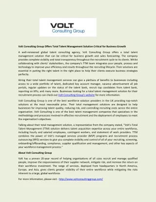 volt consulting group offers total talent
