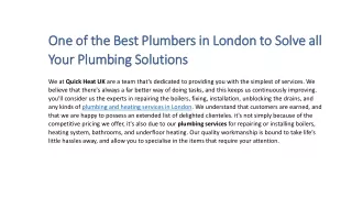 Best Plumbing & Heating Services in London | Quick Heat UK