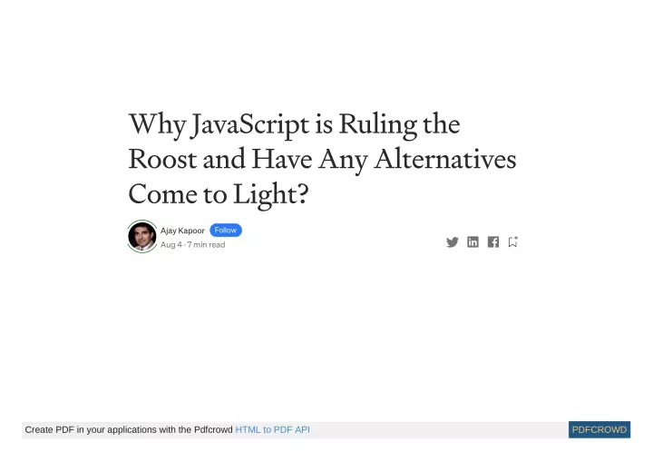 why javascript is ruling the roost and have