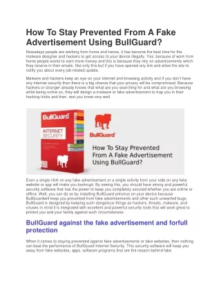 How To Stay Prevented From A Fake Advertisement Using BullGuard?